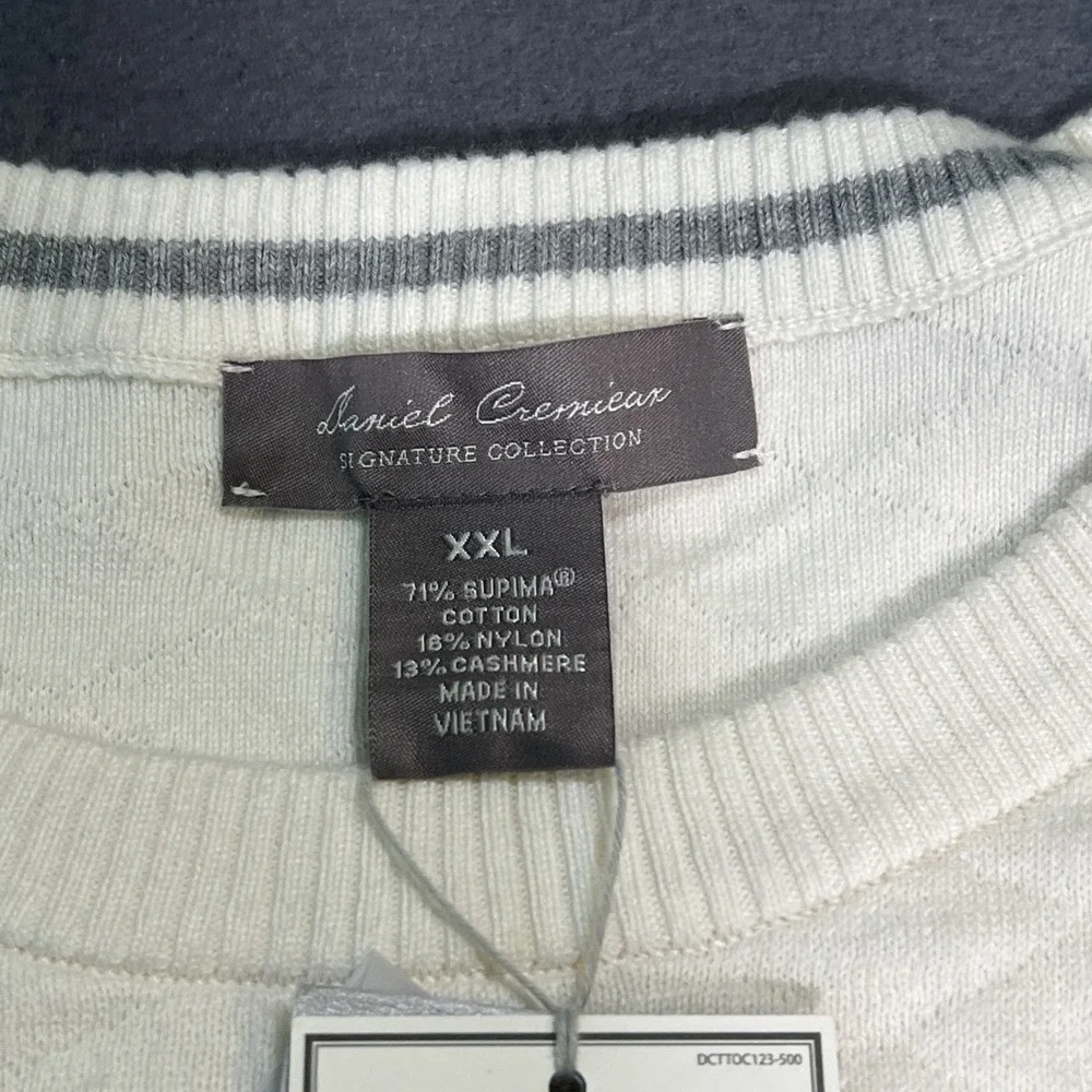 Daniel Cremieux Cotton Cashmere Blend Pullover Sweater Quilted Men's XXL Ivory - Picture 3 of 8